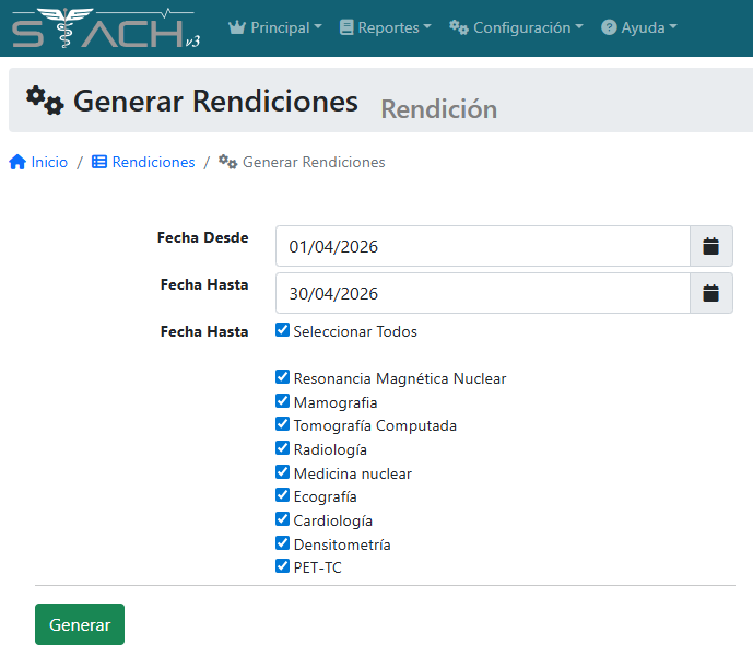 Generar rendiciones